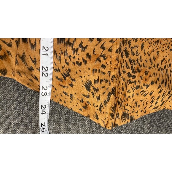 Brown Animal Print Long Sleeve Two Piece Skirt Top Set V Neck Front Zipper Sz M - Picture 9 of 13